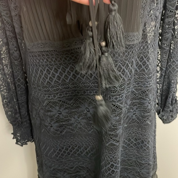 Sundance Navy Blue Lace Knee Length Dress Boho Bohemian Size Small Petite NWT - Picture 3 of 8